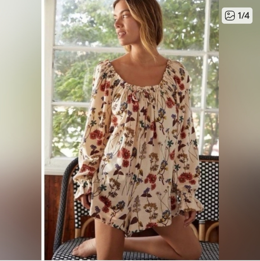 Anthropologie Floral Cream and Rust Women’s Skort